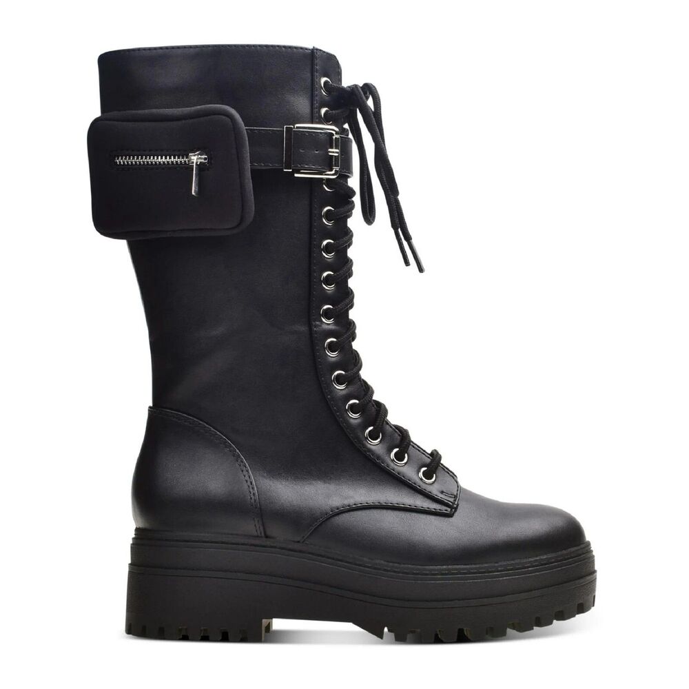 Wild Pair Womens 8.5 M Black Shannon Pouch Lace Up Combat Boots NIB HH5